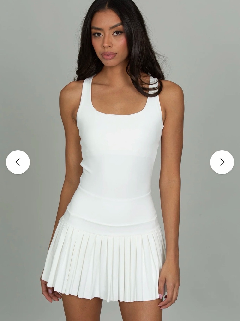 GoldHinge Women's White Pleated Tank Dress